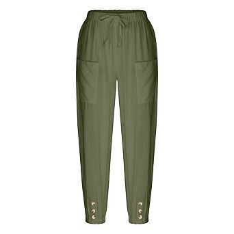 Women's Plus Size Capri Pants High Waist Drawstring Cinch Bottom Loose Casual Trouser