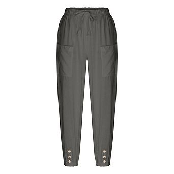 Women's Plus Size Capri Pants High Waist Drawstring Cinch Bottom Loose Casual Trouser