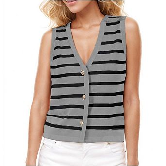 Women Vest Tops for Women Outfits Striped Sweaters Button Up Casual Blouses Jacket Fashion Clothes