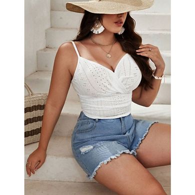 Women Oversize Summer Cami Top Spaghetti Strap Vintage Tank Top V Neck Sleeveless for Beach Vacation
