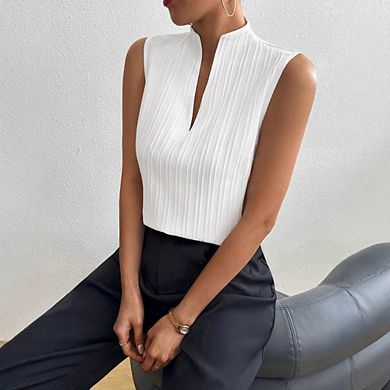 Womens Work Outfits V Neck Sleeveless Blouses Casual Tank Tops Business Office Dressy Striped Tee