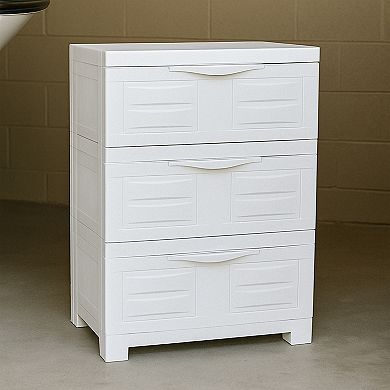 Sunnydaze Heavy-Duty Plastic 3-Drawer Storage Cabinet - 29.5"