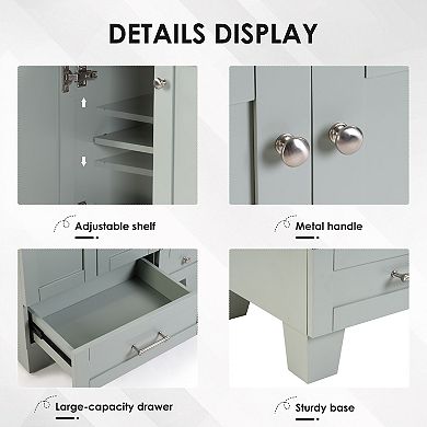 Bathroom Vanity with Sink 30 Inch Soft Close Drawers Hidden Compartments Freestanding Storage