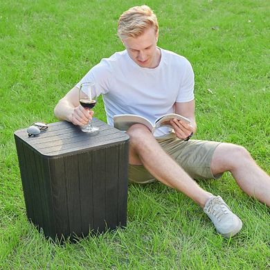Black Resin Side Table With Storage