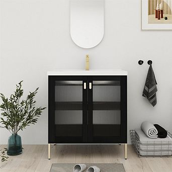 Bathroom Vanity with Sink 28/32" Floating/Freestanding Soft Close Door