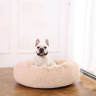 Donut Bolster Faux Fur Dog Bed