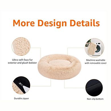 Donut Bolster Faux Fur Dog Bed