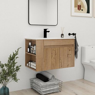 Bathroom Vanity with Sink 30" Floating Soft Close Door, Shelf