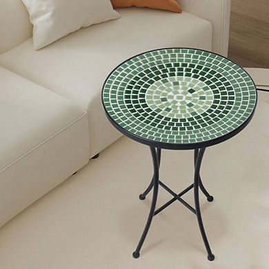 Round Outdoor Mosaic Folding Side Table
