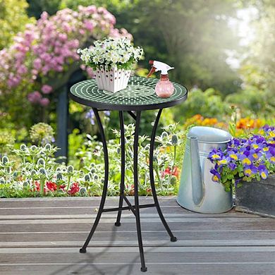 Round Outdoor Mosaic Folding Side Table