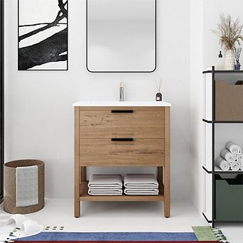 Bathroom Vanity with Sink 30" Freestanding 2 Soft Close Drawers