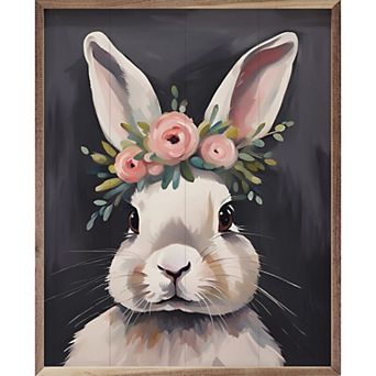Kendrick Home Bunny With Flower Crown Wall Art