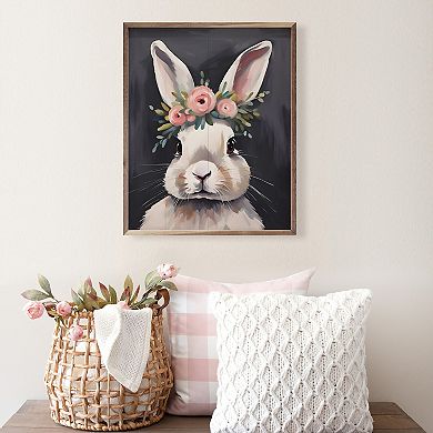 Kendrick Home Bunny With Flower Crown Wall Art