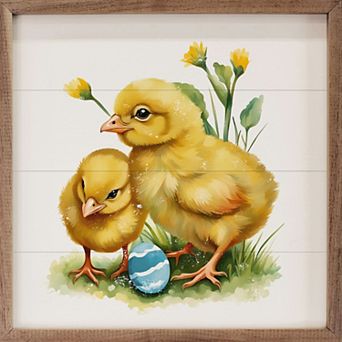 Kendrick Home Chicks With Easter Egg Wall Art