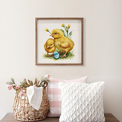 Kendrick Home Chicks With Easter Egg Wall Art