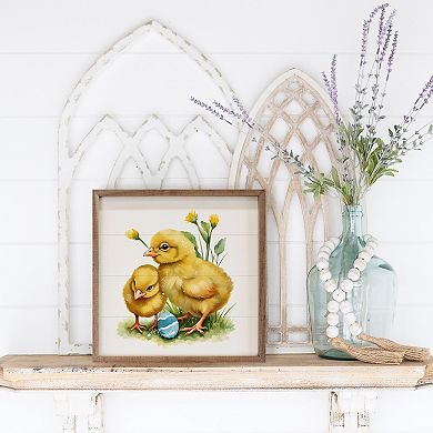 Kendrick Home Chicks With Easter Egg Wall Art