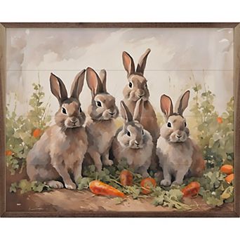 Kendrick Home Five Bunnies In Carrot Field Wall Art