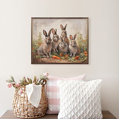 Kendrick Home Five Bunnies In Carrot Field Wall Art