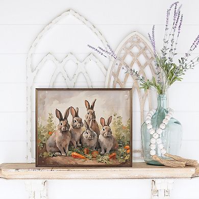 Kendrick Home Five Bunnies In Carrot Field Wall Art