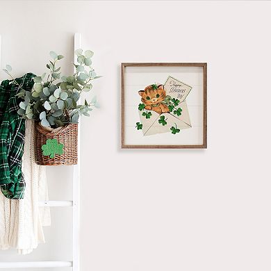 Kendrick Home Happy St Patricks Day Cat Wall Art