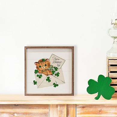 Kendrick Home Happy St Patricks Day Cat Wall Art