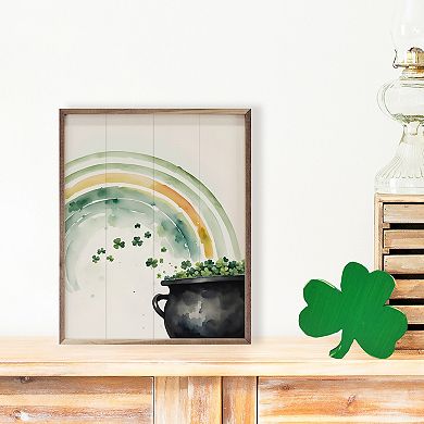 Kendrick Home Rainbow & Pot O' Shamrocks Wall Art