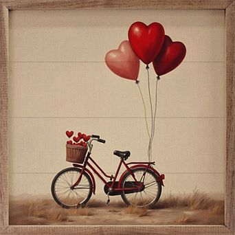 Kendrick Home Heart Balloon Bicycle Wall Art