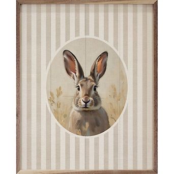 Kendrick Home Stripes & Bunny Framed Wall Art