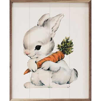 Kendrick Home Vintage Bunny With Carrot Wall Art