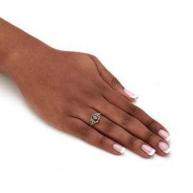 PalmBeach Jewelry 1.40 Cttw. Genuine Garnet Vintage Style Ring Gold-Plated