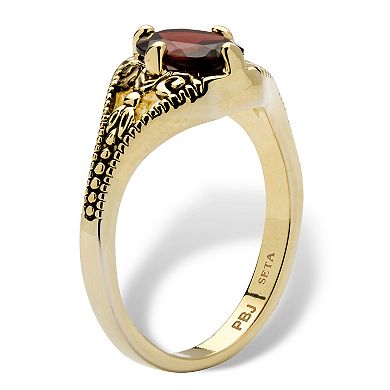 PalmBeach Jewelry 1.40 Cttw. Genuine Garnet Vintage Style Ring Gold-Plated