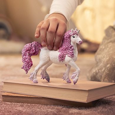 Schleich Bayala Flower Unicorn Mare Figurine with Silver Glitter Detailing