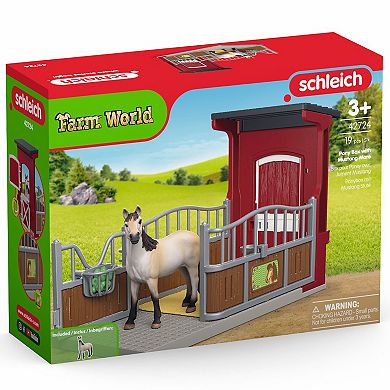 Schleich Farm World Ponybox with Mustang Mare Animal Playset & Accessories