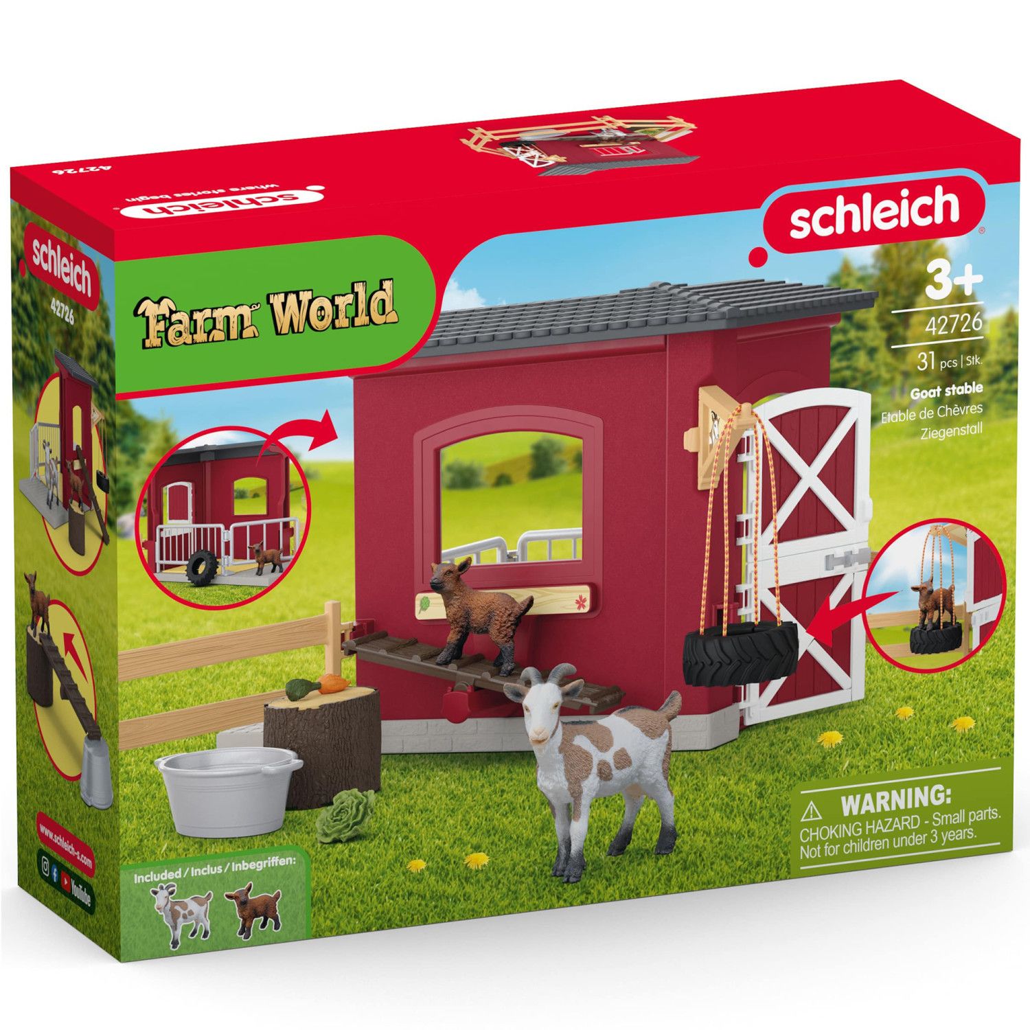 Детские фигурки Schleich Farm World Goat Stable 31 pc Playset with Animal Figures & Accessories