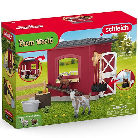 Детские фигурки Schleich Farm World Goat Stable 31 pc Playset with Animal Figures & Accessories