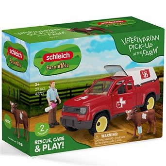 Schleich Farm World Veterinarian Pick-Up Vehicle Playset with Figures & Accessories