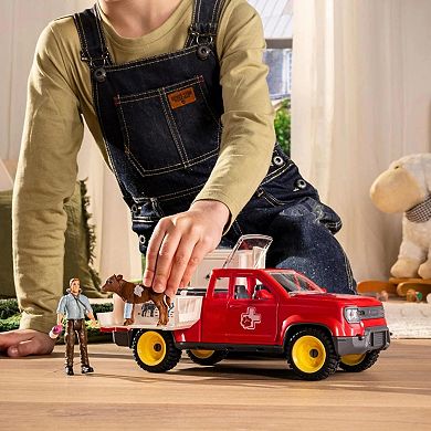 Schleich Farm World Veterinarian Pick-Up Vehicle Playset with Figures & Accessories