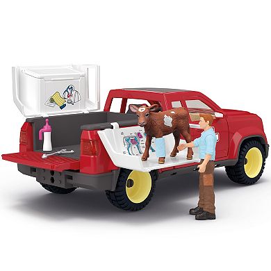 Schleich Farm World Veterinarian Pick-Up Vehicle Playset with Figures & Accessories