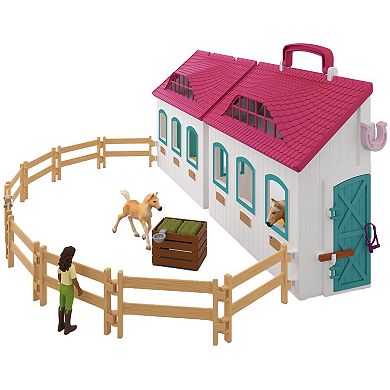 Schleich Horse Club Open Stable Portable Playset with Horse & Human Figurines