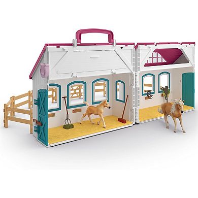 Schleich Horse Club Open Stable Portable Playset with Horse & Human Figurines