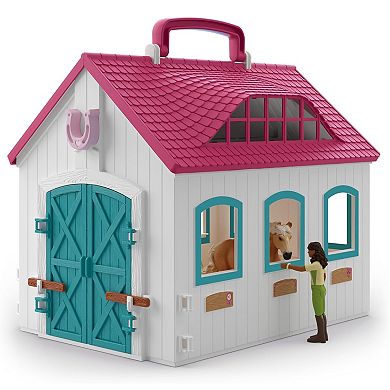 Schleich Horse Club Open Stable Portable Playset with Horse & Human Figurines