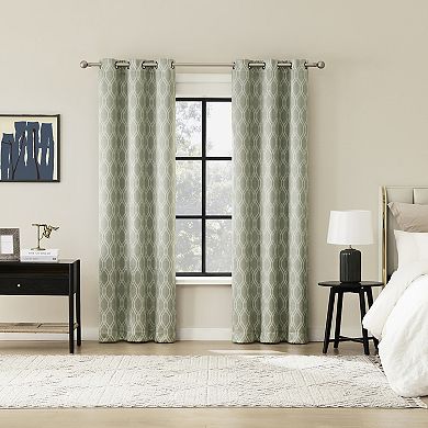 Sun Zero Stinson Distressed Ogee 100% Blackout Grommet Curtain Panel Pair