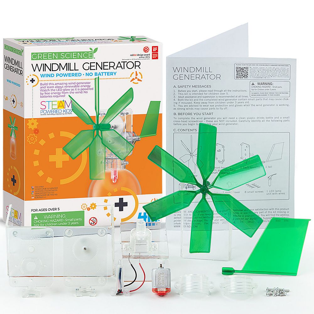 4M Windmill Generator DIY Mini Air-Powered Turbine Kit STEAM Toy Project