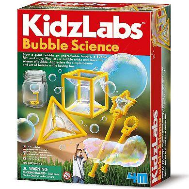 4M KidzLabs Bubble Science DIY Experiment Kit Giant Unbreakable Bubbles & Shaped Wands-Tools