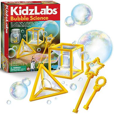 4M KidzLabs Bubble Science DIY Experiment Kit Giant Unbreakable Bubbles & Shaped Wands-Tools