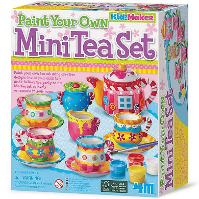 4M KidzMaker Paint Your Own Mini Tea Set DIY Porcelain Craft Kit