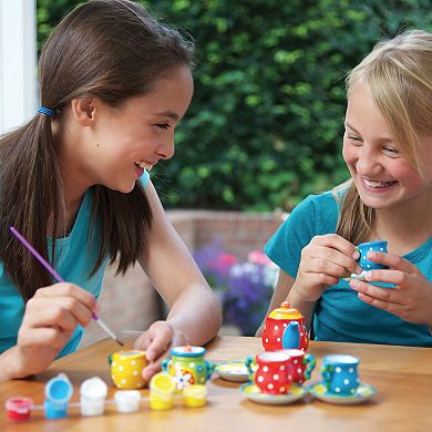 4M KidzMaker Paint Your Own Mini Tea Set DIY Porcelain Craft Kit