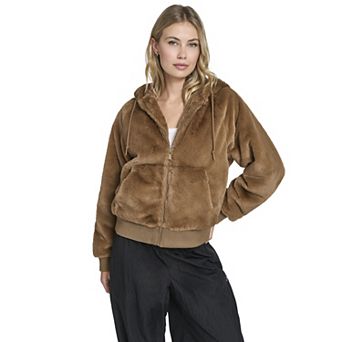 Juniors' Champion® Faux Fur Hoody Bomber Jacket