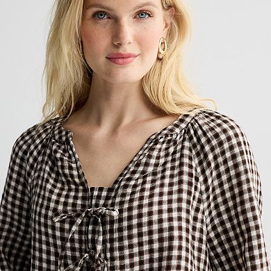 Women's Sonoma Goods For Life Puff Sleeve Tie Neck Top