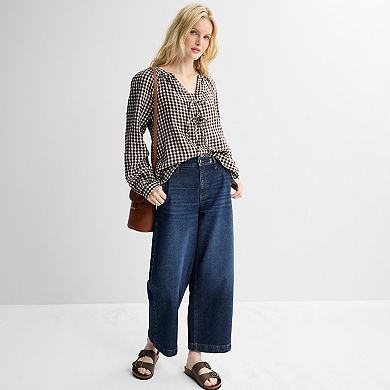 Women's Sonoma Goods For Life Puff Sleeve Tie Neck Top